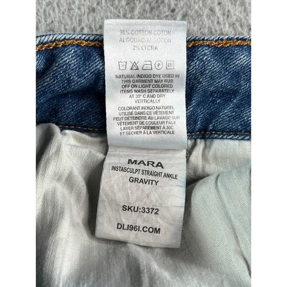 DL1961 Jeans Womens 28 Mara Instasculpt Straight Ankle Gravity Frayed Hem Mid - Picture 8 of 9